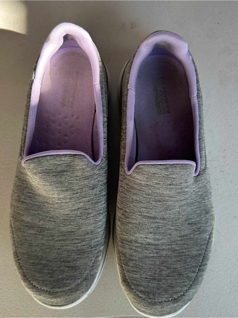 Skechers Go-Walk Slip-On Casual Sneakers for Women- Gray with Lavender Interior